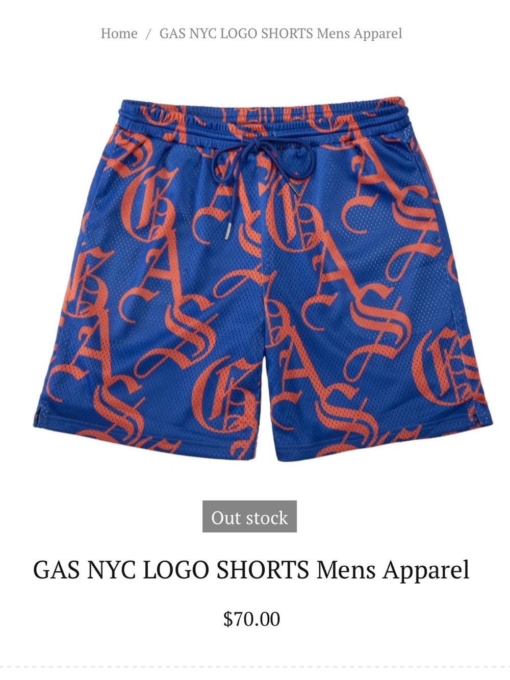 Blue & Orange Logo Athletic Shorts for Men